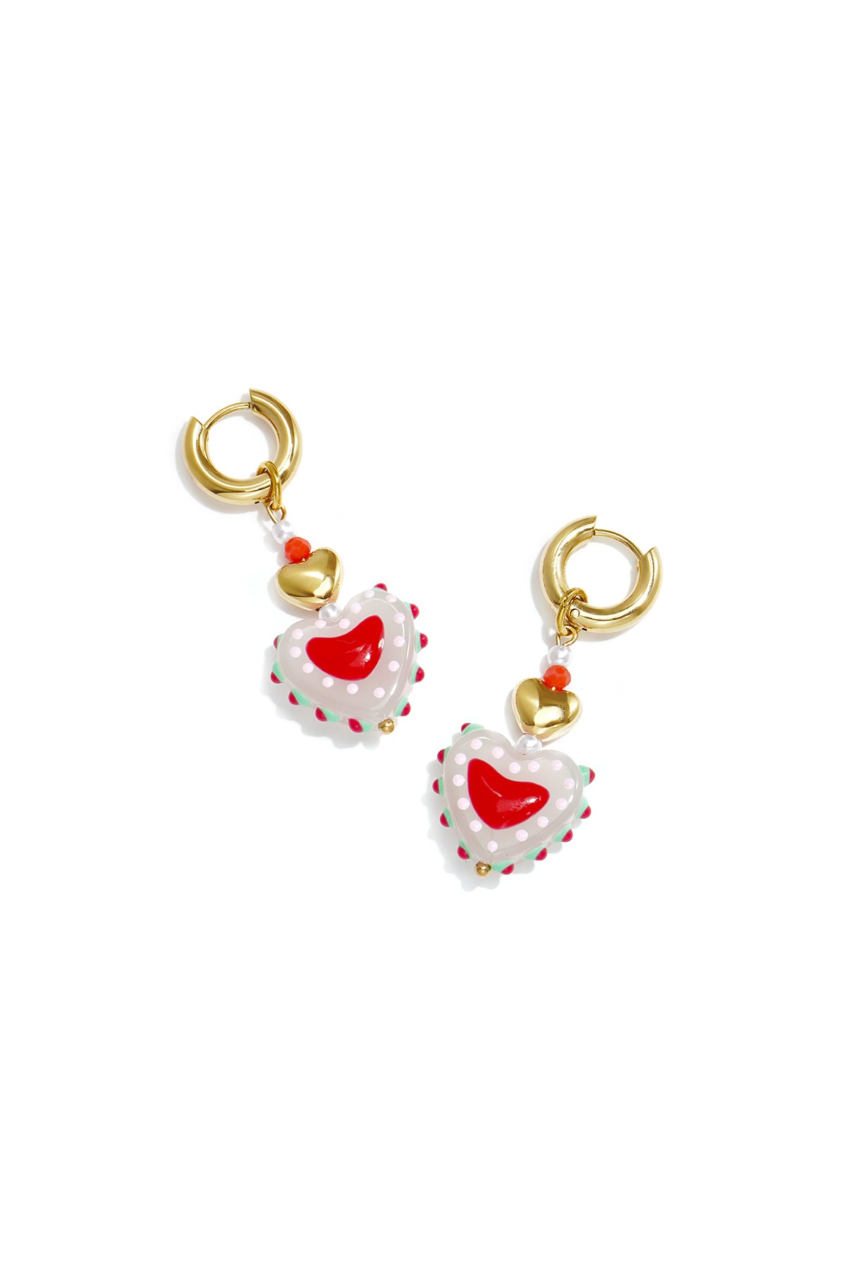 Ohrringe aus Edelstahlperlen, Herzform, niedlich, schlicht, für jeden Tag, Damenschmuck