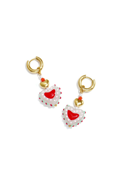 Ohrringe aus Edelstahlperlen, Herzform, niedlich, schlicht, für jeden Tag, Damenschmuck