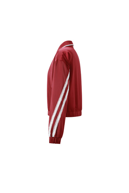Woven Polyester Fiber Women's Jacket Sporty Color Clash 2-piece Set