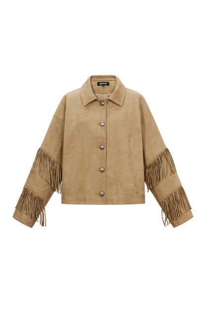 Woven Polyester Fiber Women's Blouse Casual Solid Color Fall/Winter Fringe Detail