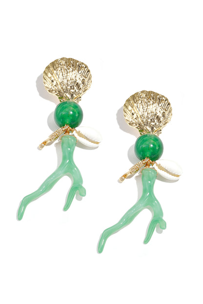 Earrings with coral and sea pendants