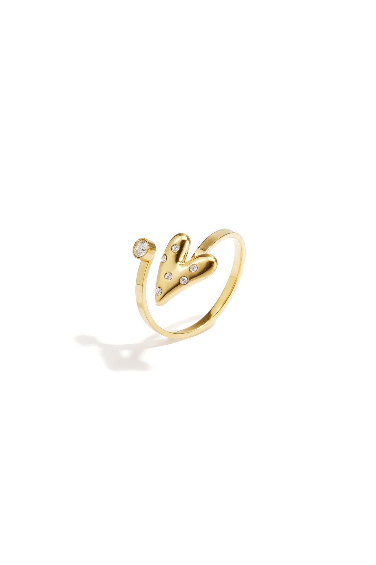 Minimalistische Ringe aus 14-karätig vergoldetem Edelstahl, Herz-Design, lässig-schlichte Serie, Damenschmuck