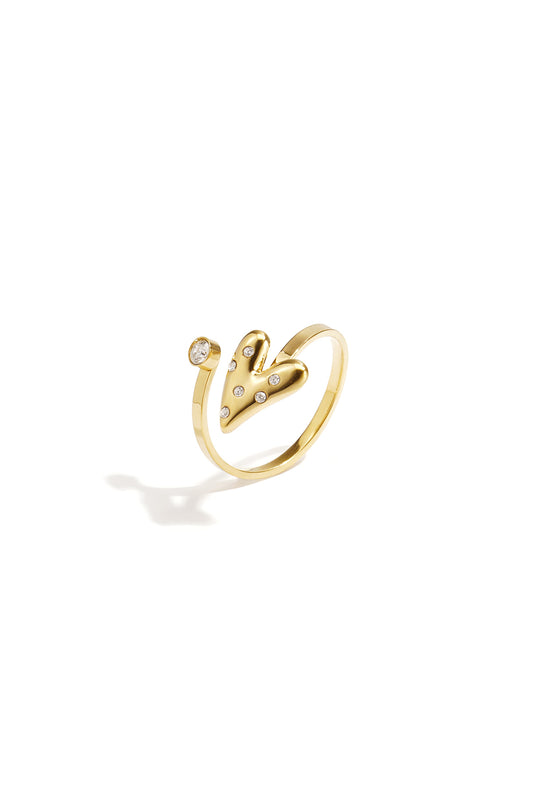 Minimalistische Ringe aus 14-karätig vergoldetem Edelstahl, Herz-Design, lässig-schlichte Serie, Damenschmuck