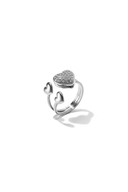 Statement-Ringe aus Edelstahl, Herz, schlichte Alltags-Serie, Damenschmuck