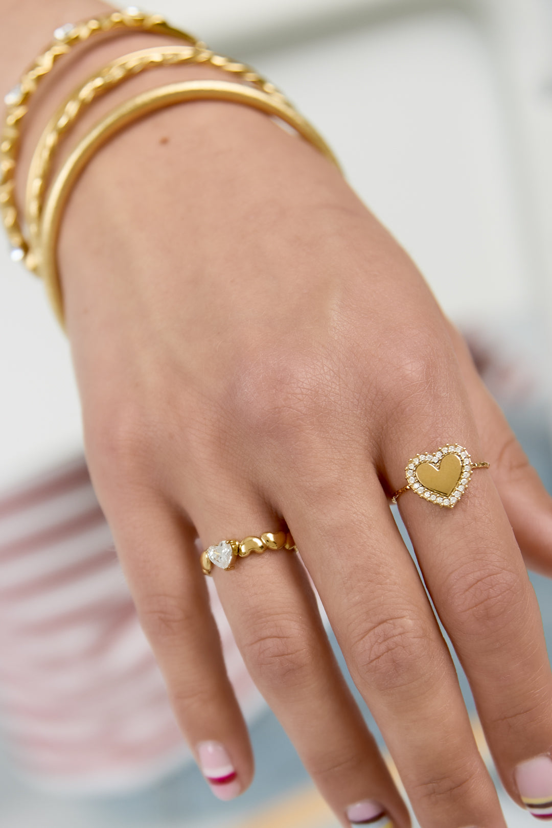 Statement-Ringe aus Edelstahl, Herz, schlichte Alltags-Serie, Damenschmuck