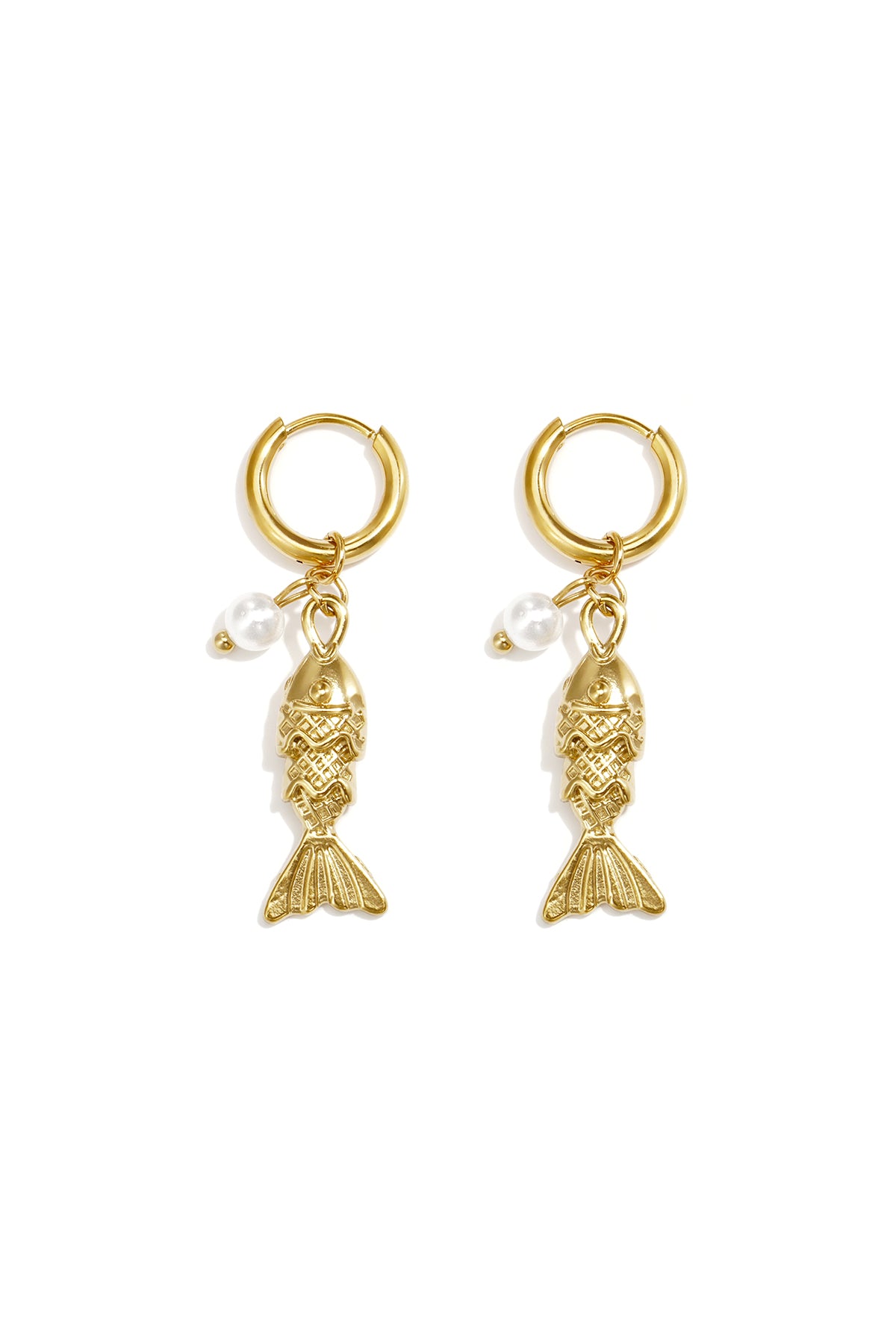 Ohrhänger aus Edelstahl, Fischmotiv, schlichte Alltags-Serie, Damenschmuck