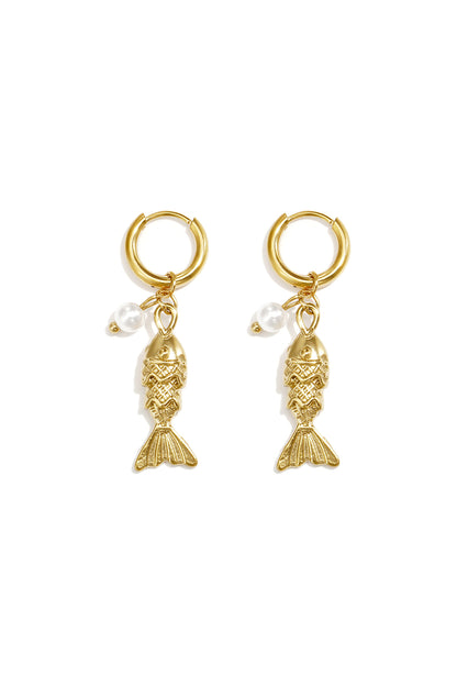 Ohrhänger aus Edelstahl, Fischmotiv, schlichte Alltags-Serie, Damenschmuck