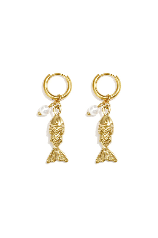 Ohrhänger aus Edelstahl, Fischmotiv, schlichte Alltags-Serie, Damenschmuck