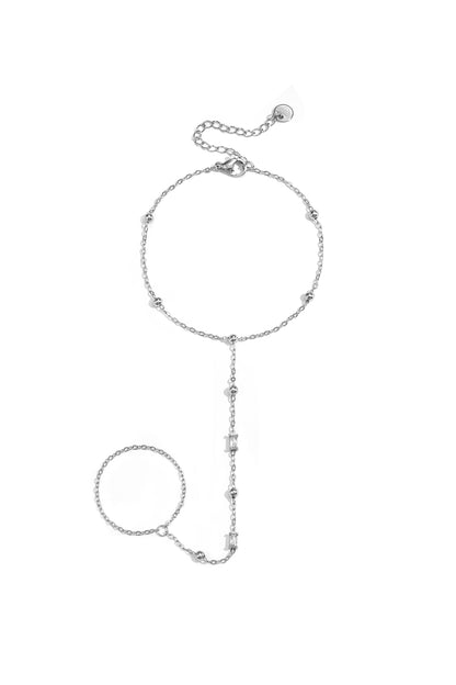 Handkette mit Perlen und rechteckigen Steinen