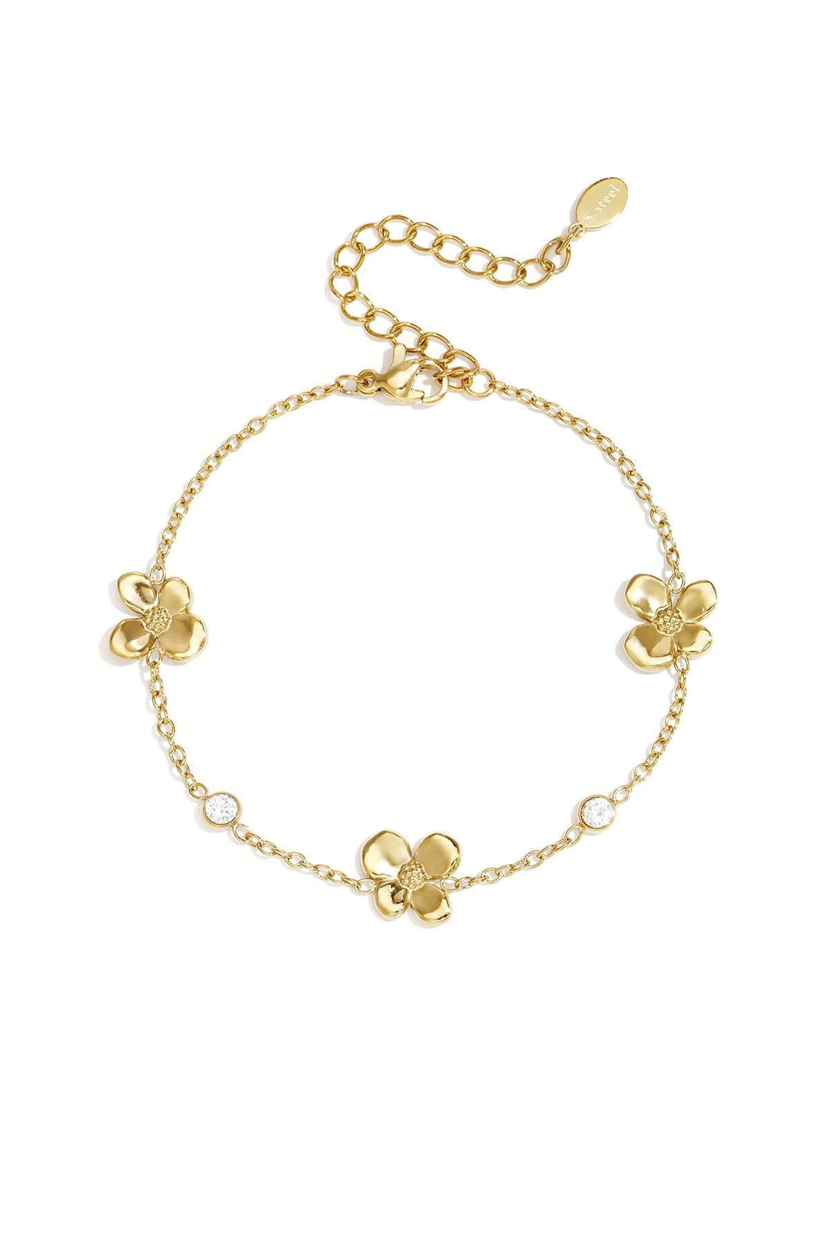 Edelstahl-Charm-Armbänder, Blumenmuster, schlichte Alltagsserie, Damenschmuck