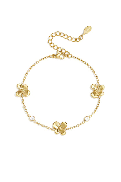 Edelstahl-Charm-Armbänder, Blumenmuster, schlichte Alltagsserie, Damenschmuck