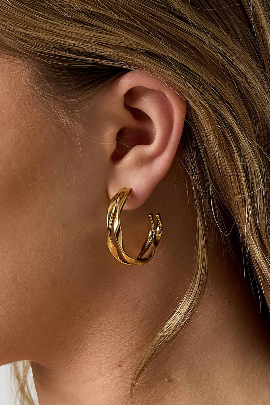 Organic double hoop earrings