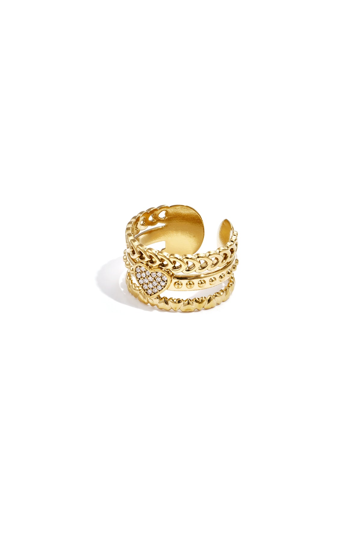 Statement-Ring mit Rose im Herzen