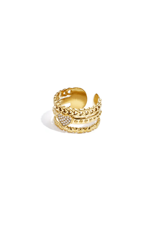 Statement-Ring mit Rose im Herzen