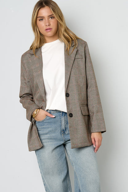 Polyester Fiber Women's Suit Set Conservative Checkered Fall/Winter