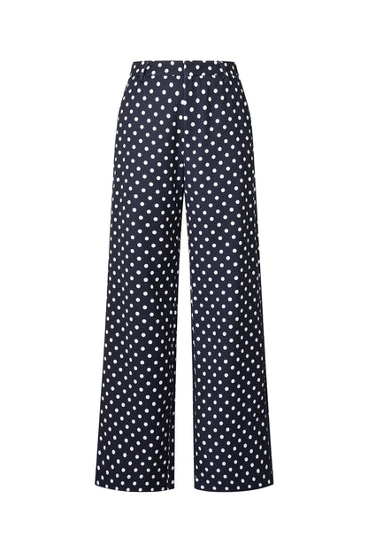 Woven Polyester Fiber Women's Straight Pants Elegant Polka Dots