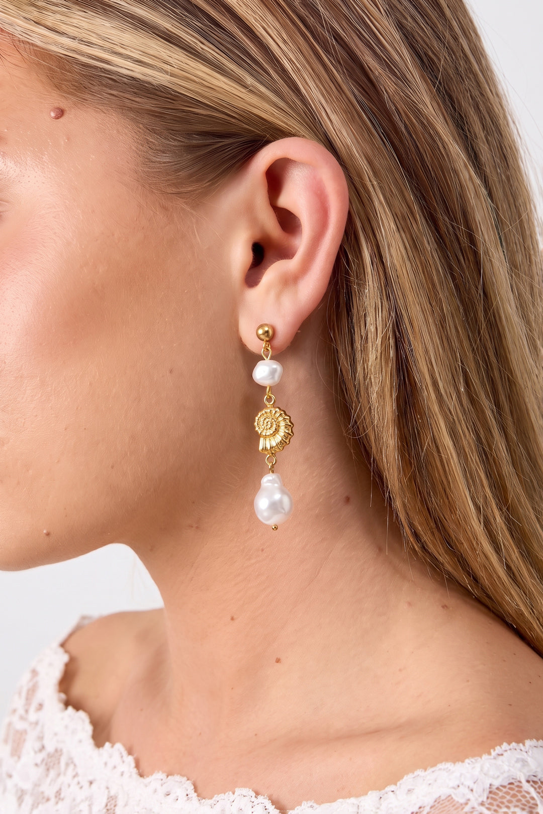 Ohrhänger aus Edelstahl, Muschel, schlichte Alltags-Serie, Damenschmuck