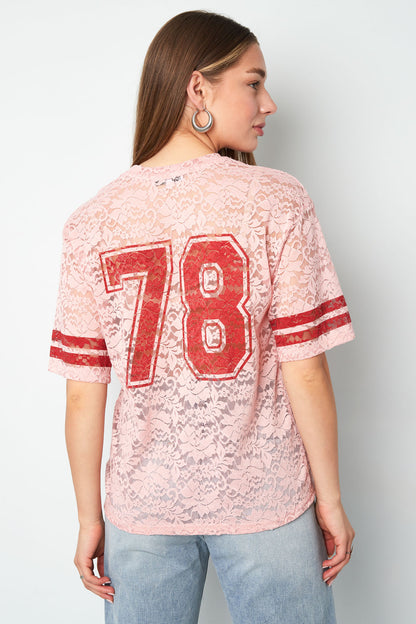 Polyester Fiber Women's T-shirt Sporty Color Clash