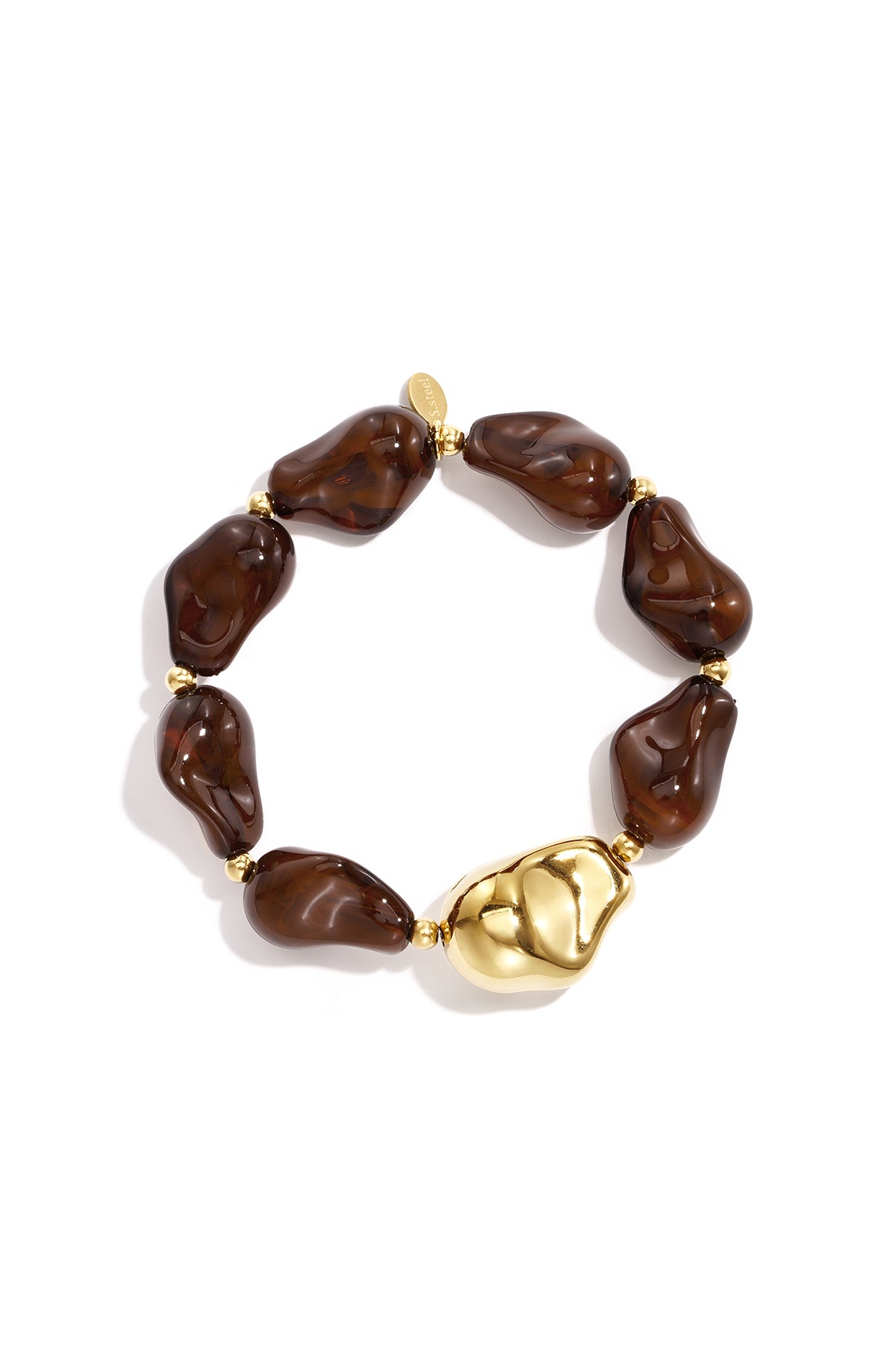 Edelstahl-Perlenarmbänder, unregelmäßige Form, lässige, schlichte Serie, Damenschmuck