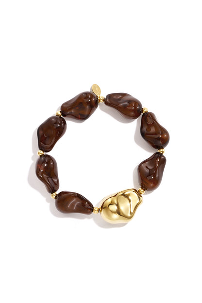 Edelstahl-Perlenarmbänder, unregelmäßige Form, lässige, schlichte Serie, Damenschmuck