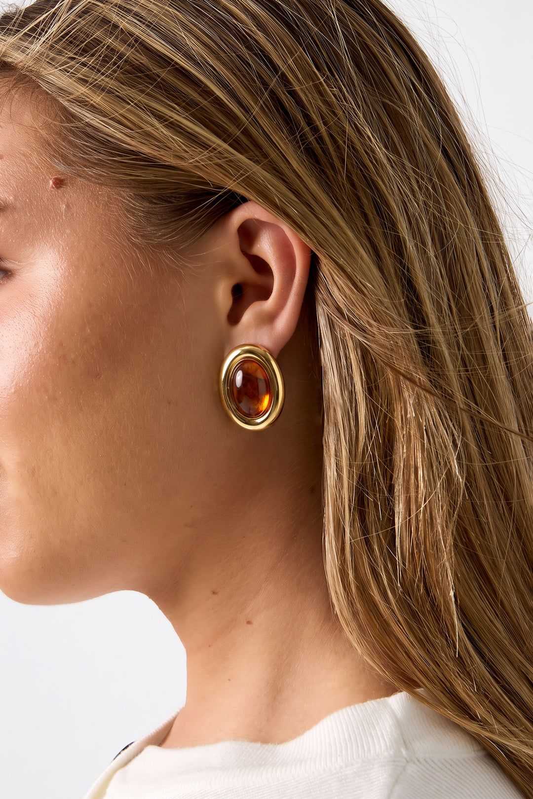 Ohrstecker aus Edelstahl, Ellipsenform, lässig-schlichte Serie, Damenschmuck