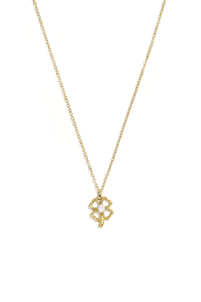 Halsketten mit Anhänger aus 14-karätig vergoldetem Edelstahl, Clover Casual Simple Serie, Damenschmuck