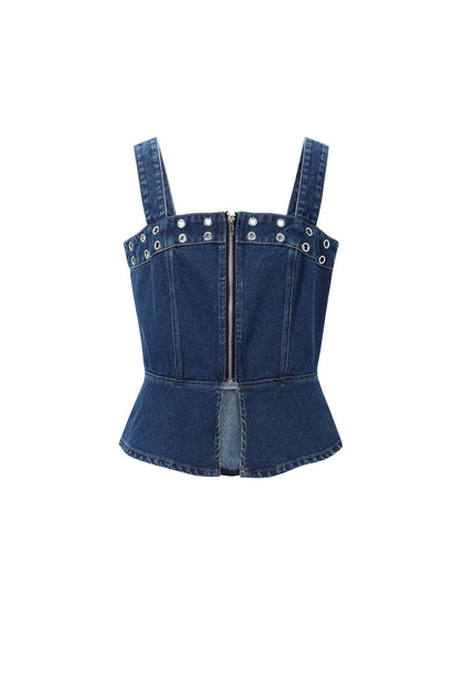 Statement-Jeanstop mit Ösen