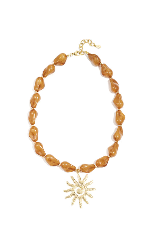Bead necklace with sun charm