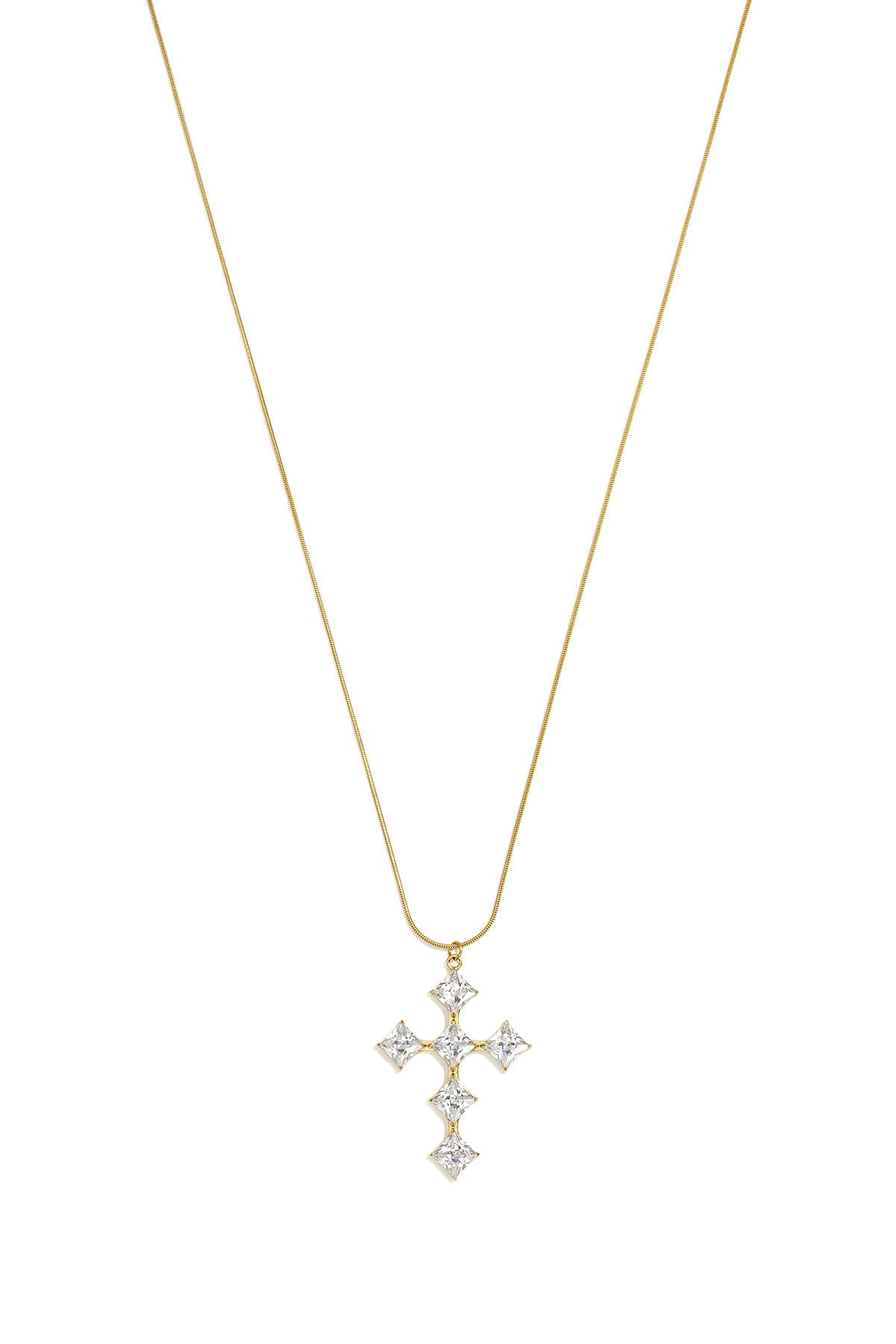 Lange Halskette aus Edelstahl, schlichtes Kreuz, Serie „Alltagsschmuck“, Damenschmuck