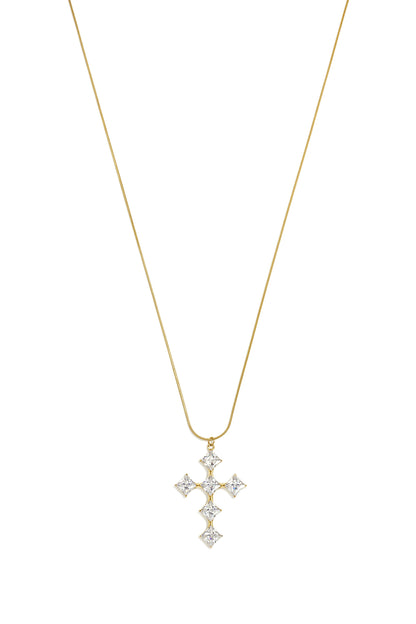 Lange Halskette aus Edelstahl, schlichtes Kreuz, Serie „Alltagsschmuck“, Damenschmuck