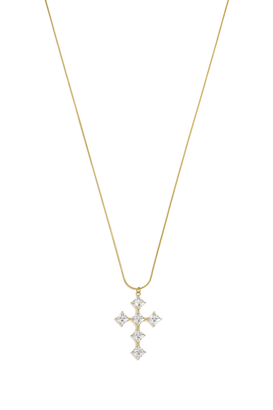 Lange Halskette aus Edelstahl, schlichtes Kreuz, Serie „Alltagsschmuck“, Damenschmuck