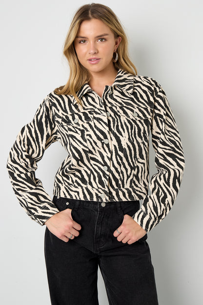 Cotton Denim Women's Jacket Street Elegant Specialty Animal Print