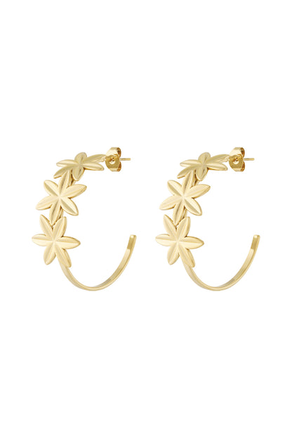Hoop earrings adorned with flowers