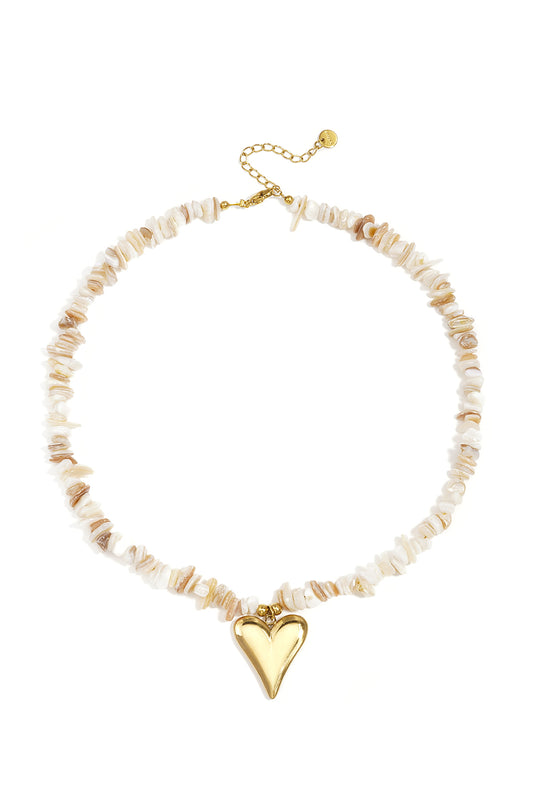 Edelstahl-Perlenkette Herzmotiv, Urlaubs- und romantische Serie, Damenschmuck