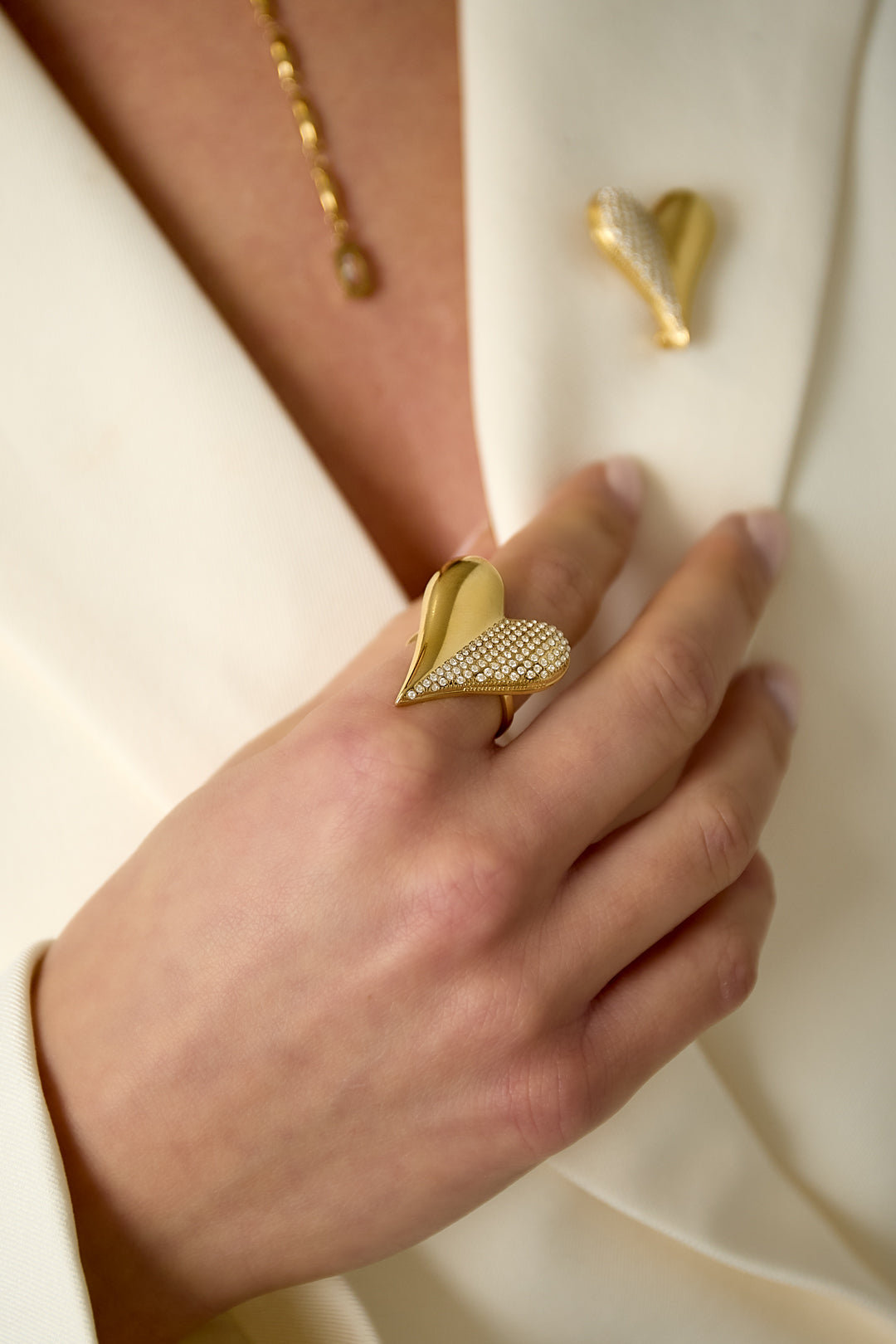 Statement-Ringe aus Edelstahl, Herzform, lässig-romantisch, Damenschmuck