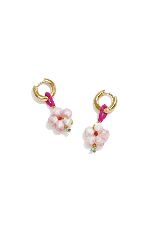 Ohrringe aus Edelstahlperlen, Blumenmuster, niedlich, schlicht, Damenschmuck