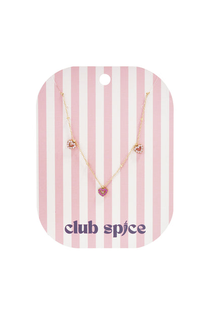 Necklace with pink stones in hearts