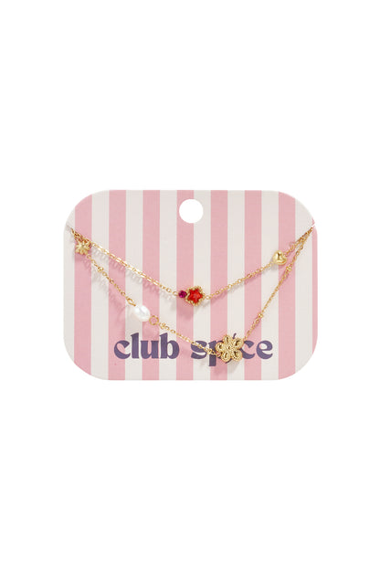 Charm-Armband mit Stern- und Blumenanhängern, Perlen, Steinen und Perlen