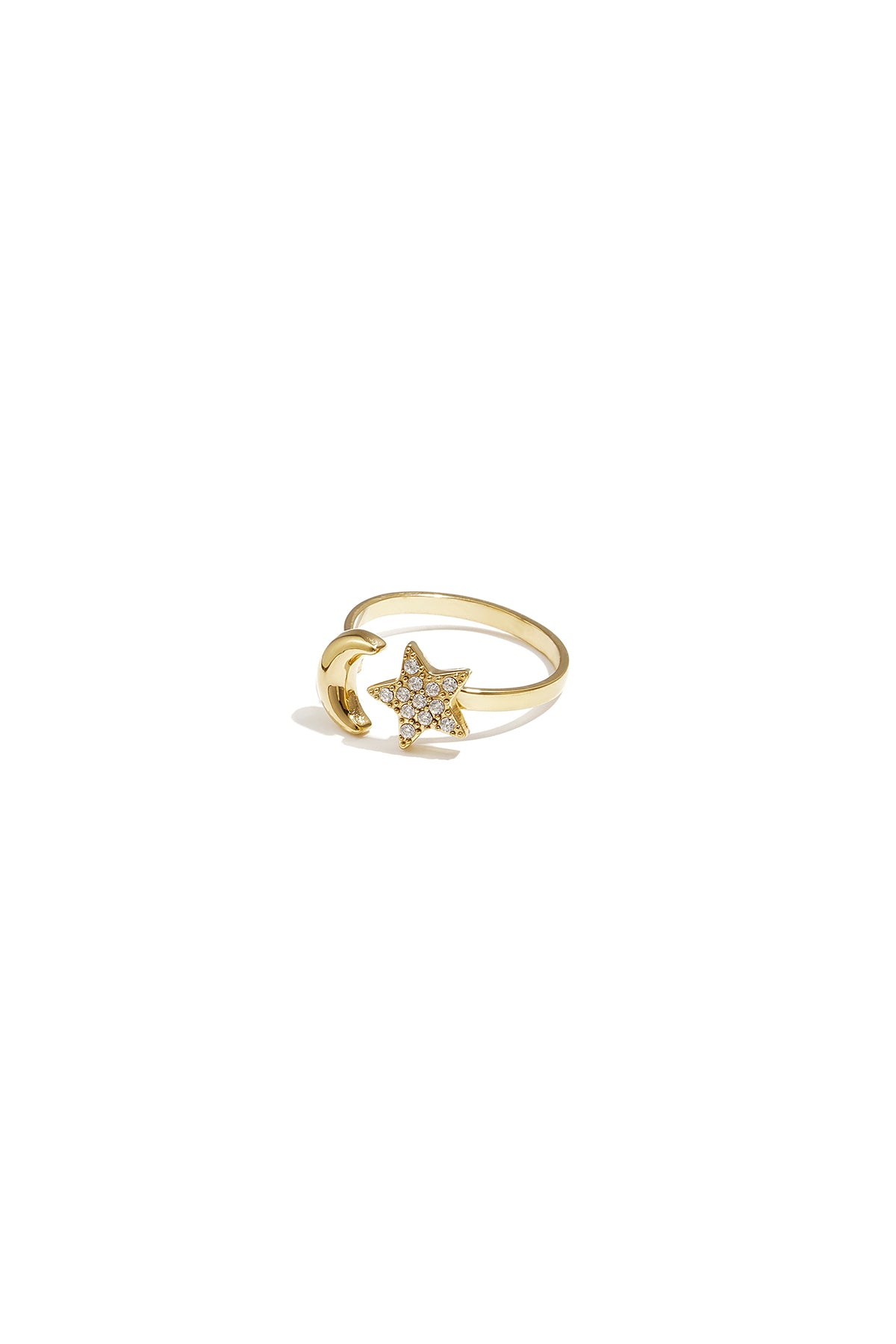 Verstellbarer Ring mit Mond und glänzendem Stern