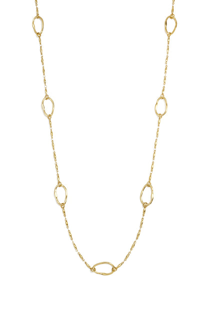 Lange Edelstahlkette in ovaler Form, schlicht, für jeden Tag, Damenschmuck