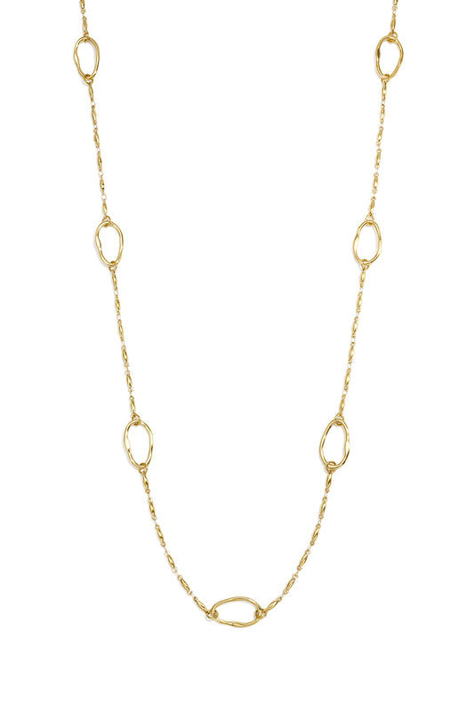 Lange Edelstahlkette in ovaler Form, schlicht, für jeden Tag, Damenschmuck