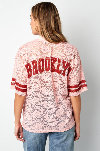 V-Neck Lace American T-shirt