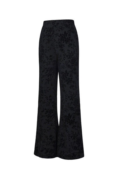 Mesh pants with suede floral print – designed to match