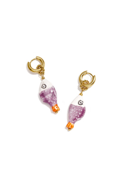 Ohrringe aus Keramikperlen, Fischmotiv, romantische Serie, Damenschmuck