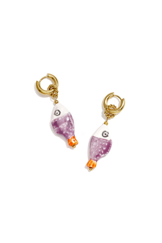Ohrringe aus Keramikperlen, Fischmotiv, romantische Serie, Damenschmuck
