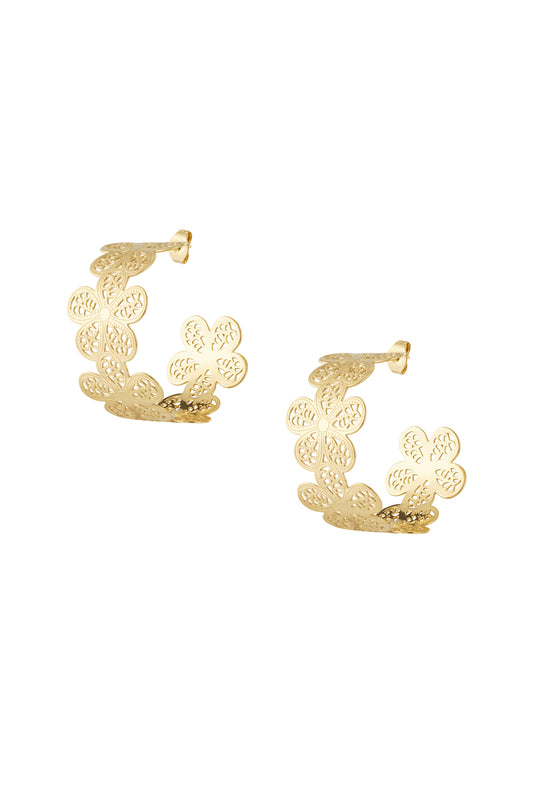 Flowers hoop earrings