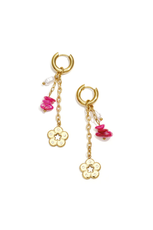 Ohrringe aus Edelstahlperlen, Blumenmuster, lässig-romantisch, Damenschmuck