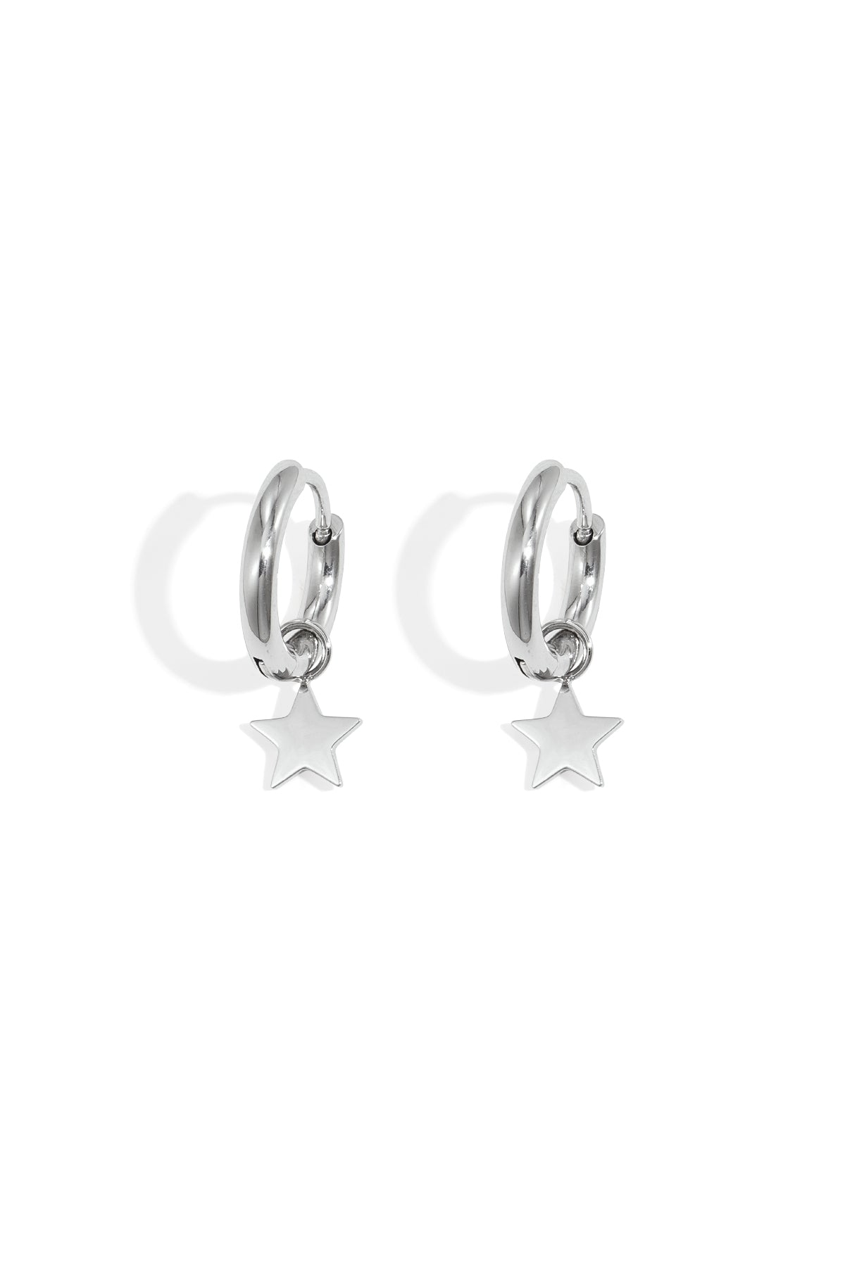 Earrings Star Silver Color Stainless Steel