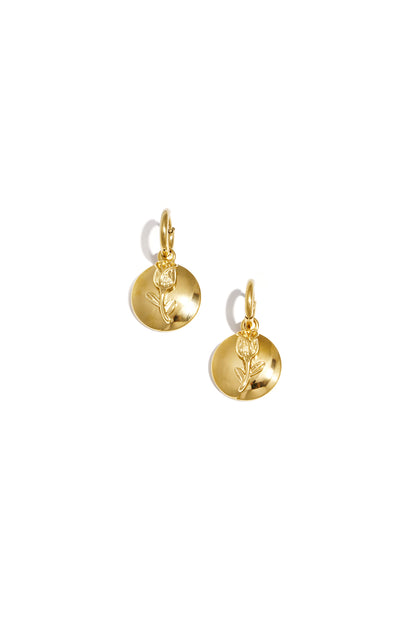 Earrings with rose in flower pendant