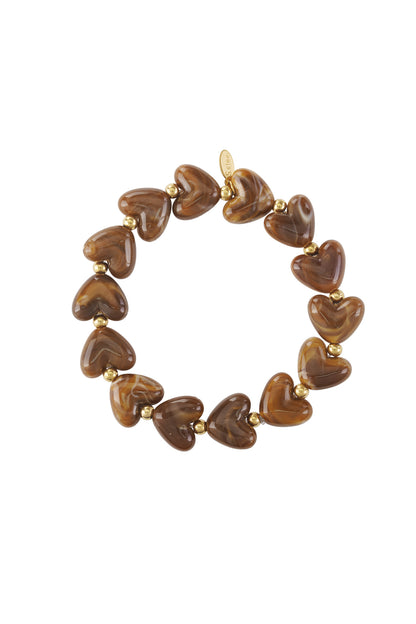 Elastic heart beaded bracelet